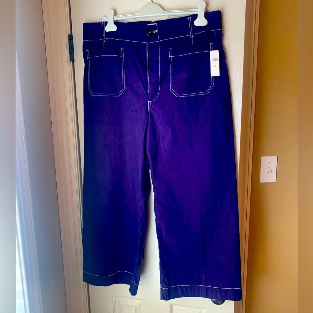 NWT Maeve - The Colette Cropped Wide Leg Pant - Contrast Stitch Edition - Sz 34